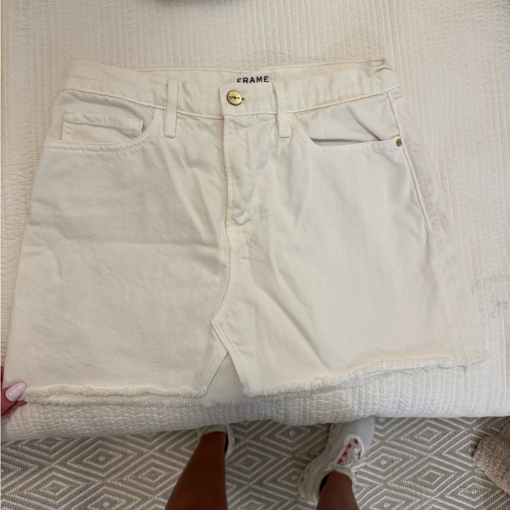 Frame white denim skirt